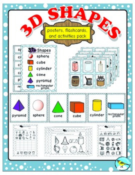 Preview of 3D Shapes Pack: posters, flashcards, and activities