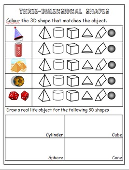 3d shapes package roll slide flat curved worksheets