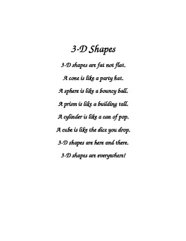 Preview of 3D Shapes Poem