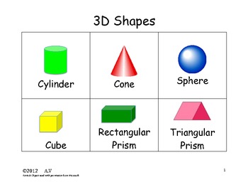 Preview of 3D Shapes Poster Cone Cylinder Prisms Sphere
