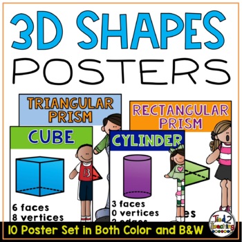 Preview of 3D Shapes Posters Bulletin Board Anchor Charts Math Vocabulary Word Wall Posters