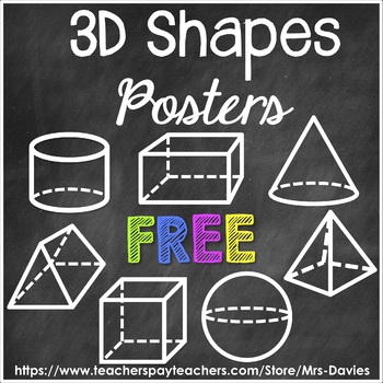 Preview of 3D Shapes Posters Chalkboard and White by Mrs Davies