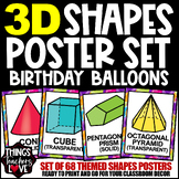 3D Shapes Posters Set for Math/Geometry - BIRTHDAY BALLOON