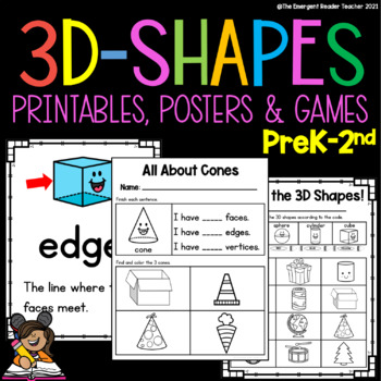 Preview of 3D Shapes Printable Bundle of Worksheets Posters and Games