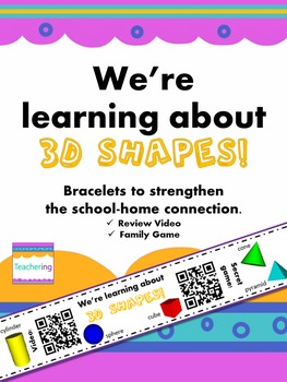 Preview of 3D Shapes Homework {Bracelet with review video & family game}