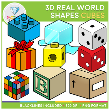 3D Shapes Real Life Objects Clip Art: Cubes by Dazzling Clips | TpT