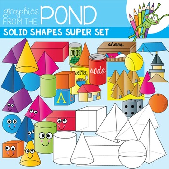 3D Shapes / Solid Shapes Super Set - Clipart for Teachers | TpT