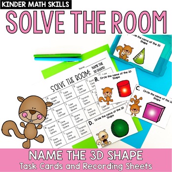 Preview of 3D Shapes Solve the Room Kindergarten Task Card Math Center