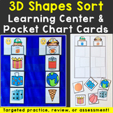 3D Shapes Sort Learning Center & Pocket Chart Cards Printable