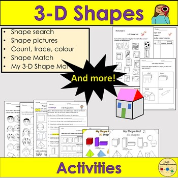 Shapes 3d Shapes Sort Count Trace Colour 3d Shape Mat Worksheets