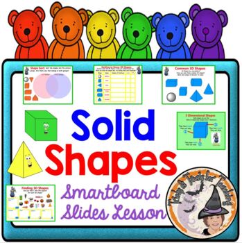Preview of FREE 3D Solid Shapes 3-D Three Dimensional Shapes Geometry Smartboard Lesson