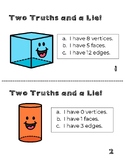 3D Shapes: Two Truths and a Lie for TEKS 2.8D and 3.6A