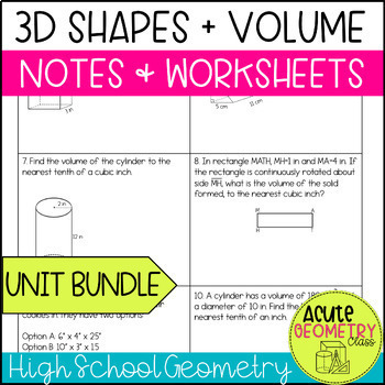 Preview of Volume of 3D Shapes and Density Unit -  Guided Notes and Worksheet Bundle