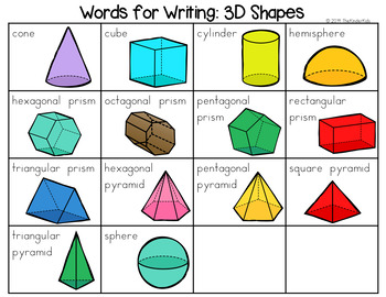 3D Shapes Word List - Writing Center by The Kinder Kids | TPT