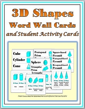 Preview of 3D Shapes Math Word Wall Cards and Activity Cards
