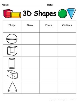 3D Shapes Worksheet by Alicia Dixon | TPT