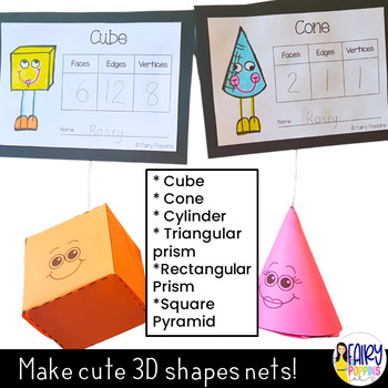 3D Shapes Worksheets (3D Nets included) by Fairy Poppins | TpT