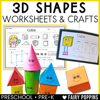 Preview of 3D Shapes Worksheets & 3D Shapes Nets Crafts