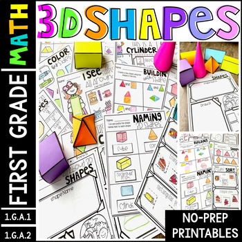 Preview of 2D and 3D Shapes Geometry Math Unit First Grade