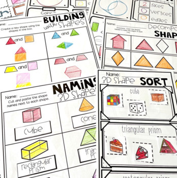 2D and 3D Shapes Geometry Math Unit First Grade by Kindergarten Rocks