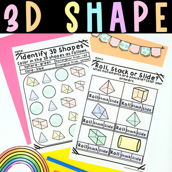 3D Shapes Worksheets Shape Properties Kindergarten 1st Grade 2nd Grade