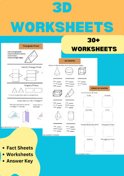 Preview of 3D Shapes Worksheets Pack, Year 5 and Year 6 3D Shapes Worksheets