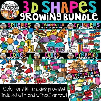 Preview of 3D Shapes in Everyday Life Clipart Bundle {3D Shapes Clipart}