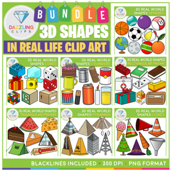 Preview of 3D Shapes in Real Life Clip Art BUNDLE