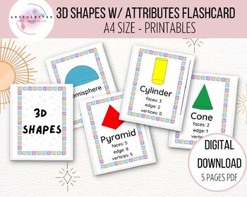 Preview of 3D Shapes with Attributes Flashcard