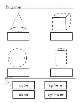 3D Solid Shapes Kindergarten Cut and Paste by Gwen Jellerson | TpT