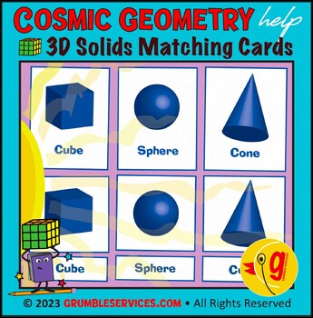 Preview of 3D Solids Matching Cards (10 sets): Montessori Geometry Nomenclature Review