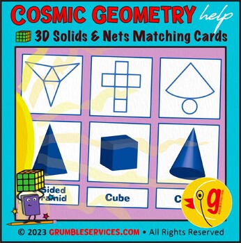 Preview of Geometric Solids, Nets & Terminology • (7 sets) 3D Matching Cards & Nomenclature