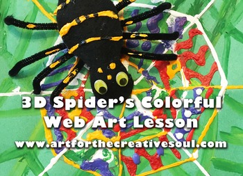Preview of 3D Spider's Colorful Web Art Lesson