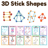 3D Stick shapes STEM task cards or BUSY BAGS