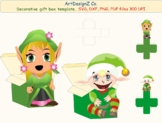 3D Sweet Box Template. Gift, Elf, Gnome, Santa, Love, Chri