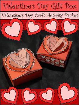 Preview of 3D Valentine's Day Craft Activities: Valentine's Day Heart Gift Box Craft