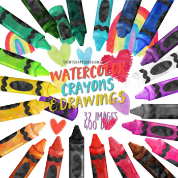 Crayons Clipart - Watercolor Crayons
