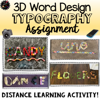Preview of 3D Word Typography & Graphic Design Digital Activity Project Distance Learning