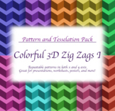 3D Zig Zag Geometric Borders and Tessellations for Backgrounds