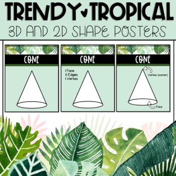 Preview of 3D and 2D Shape Posters | Trendy and Tropical Theme
