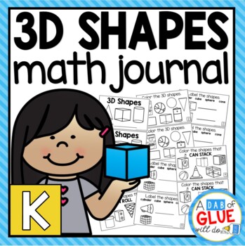 Preview of 3D and 2D Shapes Math Review Journal for Kindergarten