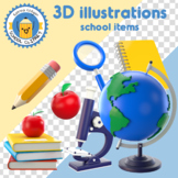 3D illustrations - School Items - Clipart