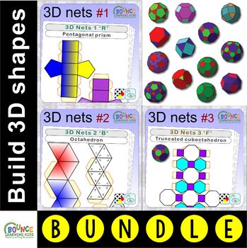 Preview of 3D shapes bundle (48 distance learning templates for 3D & archimedes shapes)