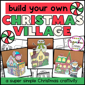 Preview of 3D paper town Christmas village houses craft project