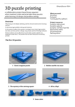 Preview of 3D printing: Puzzle projects for classroom 3D design and printing