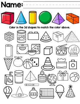 3D Shapes for Kindergarten 3D Shapes Poster 3d Shape Name List Color by  Shape Printable Shapes Printable Homeschool Montessori 