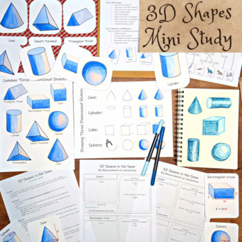 Preview of 3D shapes mini study: three-dimensional shapes and volume lesson plan