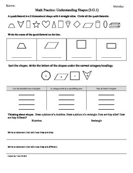 (3.G.1)Understand Shapes -3rd Grade Common Core Math Worksheets by ...