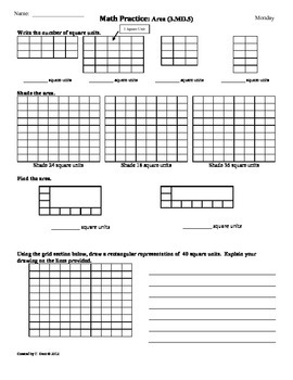 Preview of (3.MD.5)Area [Part 1] -3rd Grade Common Core Math Worksheets