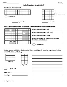 Preview of (3.MD.6)Area [Part 2]  3rd Grade Common Core Math Worksheets